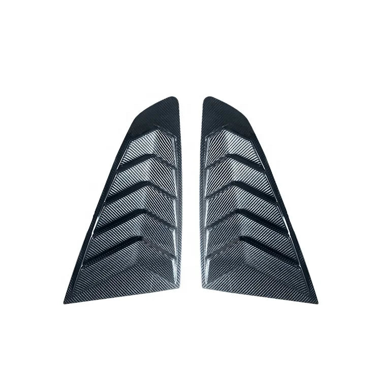 REAL Dry Carbon Fiber Louver Covers Window Quarter Scoop Side Vent For Ford Mustang 2015-2017