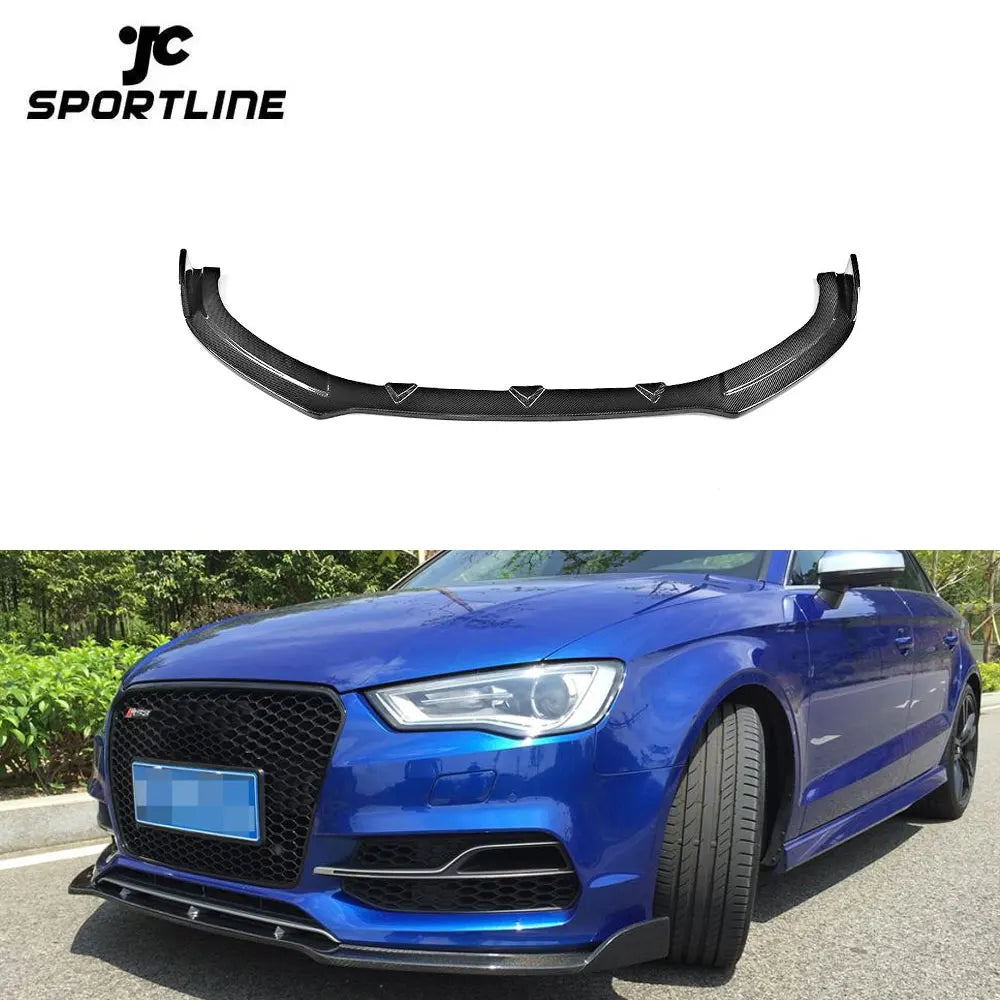 A Style Carbon Fiber S3 Front Lip Spoiler For Audi A3 S3 4D Sedan 14UP