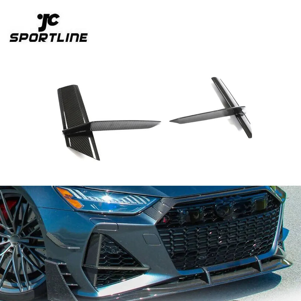 A7 RS7 Dry Carbon Fiber Front Bumper Scoop Trims for Audi RS7 Sportback Hatchback 4-Door 2020-2021