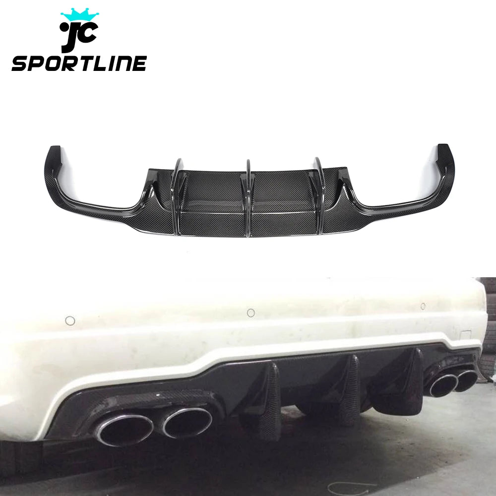 Carbon Fiber W204 Rear Bumper Diffuser Big Fins for Mercedes Benz C63 AMG Black Series 12-15