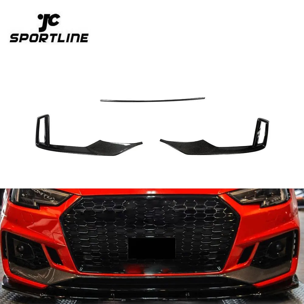 Carbon Fiber Front Bumper Scoop Trims for AUDI RS3 Base Sedan 2.5L 2480CC 2017-2019