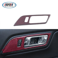 10pcs Red Carbon Fiber Interior Trims For Ford Mustang 2015+ Dashboard Cover Trim 3 holes Interior Kits