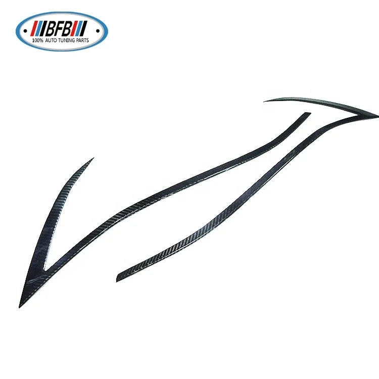 100% Dry Carbon Fiber Front Lamp Eyelids Decorative Trims For Tesla Model S