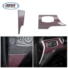 10pcs Red Carbon Fiber Interior Trims For Ford Mustang 2015+ Dashboard Cover Trim 3 holes Interior Kits