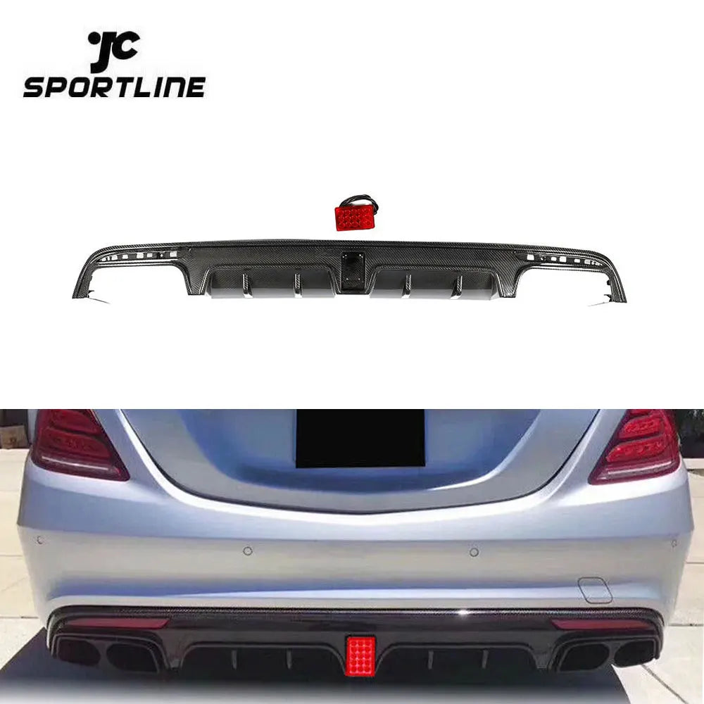 W222 Carbon Rear Diffuser for Mercedes Benz W222 S400 S65 S-Class AMG and Sport Sedan 4 Door