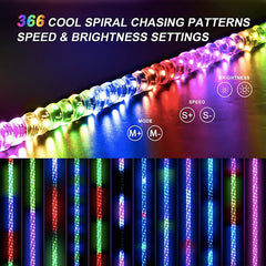 Remote App Control Spiral RGB Chasing Offroad Antennas Led Whip Light For Atv Utv Boat