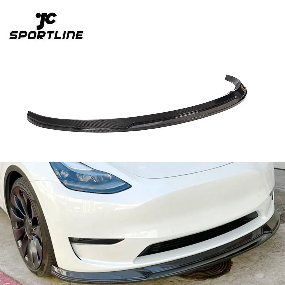 Carbon Fiber Front Face Lip Spoiler for Tesla Model Y 5YJY Sport Utility 4-Door 2019-2021