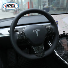 Forged Carbon Fiber Steering Wheel Cover Steering Wheel Center Trim For Tesla Model 3 Model Y 2017-2020