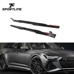 Dry Carbon Fiber Side skirts Extension Spilitter for Audi RS6 C8 Avant Wagon 2019 - 2021