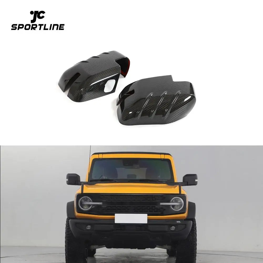 Carbon Fiber Exterior Side RearView Mirror Cover Bezels For Ford Bronco 2021 - 2023