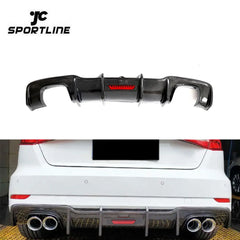 For Audi A3 S-LINE S3 Sportback 2017-2019 Carbon Fiber Rear Bumper Diffuser Lip