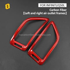 Es 2Pcs Red Carbon Fiber Console L&R Air Outlet Vent Trim For Infiniti Q50 2014-2023 R Carbon Fiber Trim