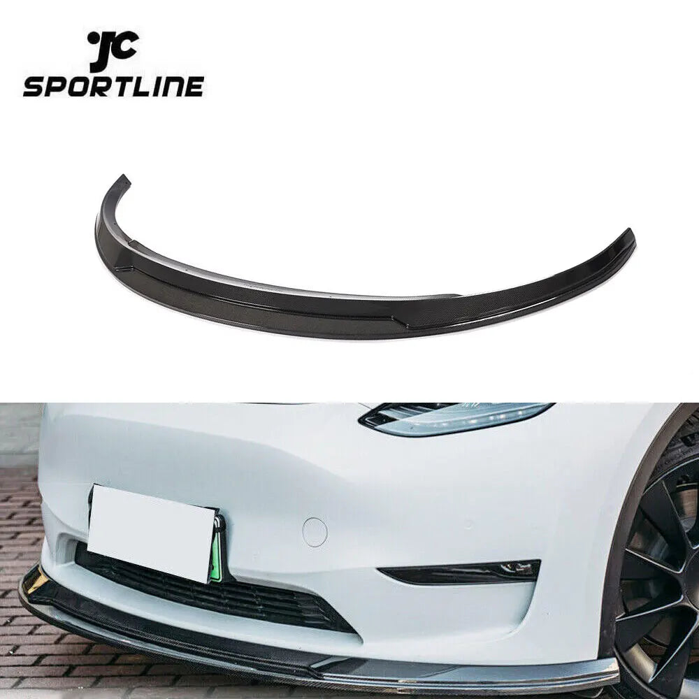 Modify Luxury Carbon Fiber Car Front Bumper Lip for Tesla Model Y Sport Utility 4-Door 2019-2021