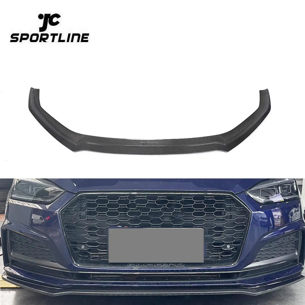 JCSportline Carbon Fiber A5 S5 Front Lip for Audi A5-Sline S5 2D 4D 2017-2019 M Style