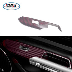 10pcs Red Carbon Fiber Interior Trims For Ford Mustang 2015+ Dashboard Cover Trim 3 holes Interior Kits