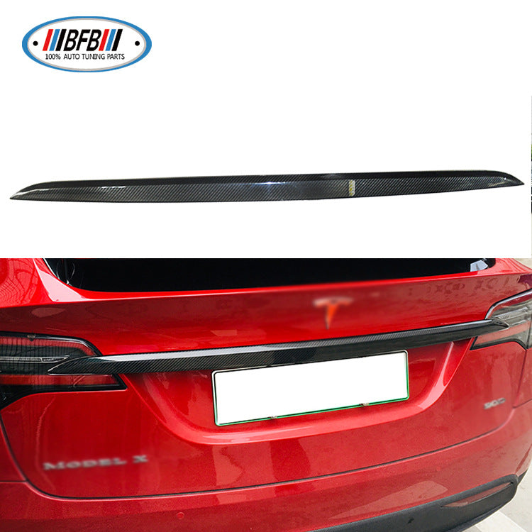 100% Real Carbon Fiber Rear Trunk Trim - For Tesla Model X - Tailgate Bright Strip Modification