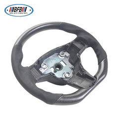 100% Real Carbon Fiber Matte Black Steering Wheel with Black Stitching and Suede - For Tesla Model 3 Y - Modification