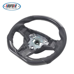 100% Real Carbon Fiber Matte Black Steering Wheel with Black Stitching and Suede - For Tesla Model 3 Y - Modification