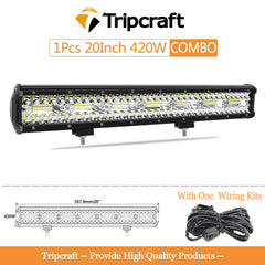 Tripcraft 3Row LED Bar 2pcs 20in LED Light Bar LED Work Light 420w combo for Car Tractor Boat OffRoad 4x4 Truck SUV ATV 12V 24V