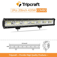 Tripcraft 3Row LED Bar 2pcs 20in LED Light Bar LED Work Light 420w combo for Car Tractor Boat OffRoad 4x4 Truck SUV ATV 12V 24V