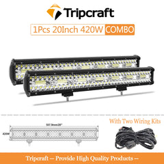 Tripcraft 3Row LED Bar 2pcs 20in LED Light Bar LED Work Light 420w combo for Car Tractor Boat OffRoad 4x4 Truck SUV ATV 12V 24V