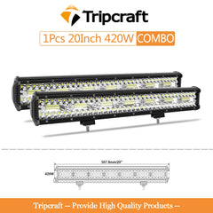 Tripcraft 3Row LED Bar 2pcs 20in LED Light Bar LED Work Light 420w combo for Car Tractor Boat OffRoad 4x4 Truck SUV ATV 12V 24V