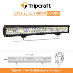 Tripcraft 3Rows LED Bar 15/17/20/23 inch Tri row LED Light Bar combo beam for Car Tractor Boat OffRoad 4x4 Truck SUV ATV Lamp