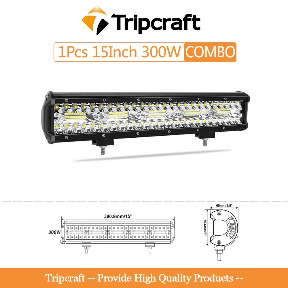 Tripcraft 3Rows LED Bar 15/17/20/23 inch Tri row LED Light Bar combo beam for Car Tractor Boat OffRoad 4x4 Truck SUV ATV Lamp