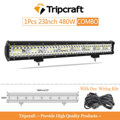 Tripcraft 3Rows LED Bar 15/17/20/23 inch Tri row LED Light Bar combo beam for Car Tractor Boat OffRoad 4x4 Truck SUV ATV Lamp