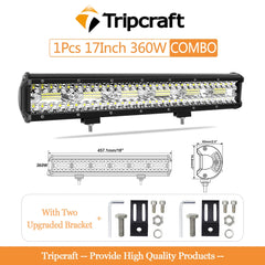 Tripcraft 3Rows LED Bar 17inch LED Light Bar with license plate bracket for Car Tractor Boat OffRoad 4x4 Truck SUV ATV 12V 24V