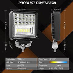 Tripcraft 4inch 126W LED Work Light for Offroad Car 4WD Truck Tractor Boat Trailer 4x4 SUV ATV 12V 24V combo Led Light Bar white