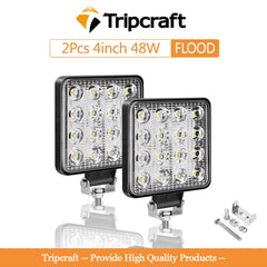 Tripcraft 4inch 126W LED Work Light for Offroad Car 4WD Truck Tractor Boat Trailer 4x4 SUV ATV 12V 24V combo Led Light Bar white