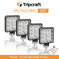 Tripcraft 4inch 4in 27W 48W LED Work Light Offroad Car 4WD Truck Tractor Boat Trailer 4x4 SUV ATV 12V 24V Spot LED Light Bar