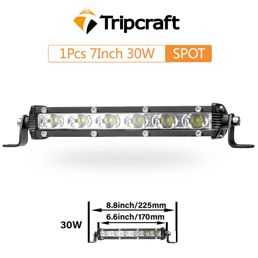 Tripcraft 7" 7inch 30W LED Light Bar Spot beams Oval light cup  LED work Light For 4X4 4WD car Truck ATV SUV 12V 24V LED Beams